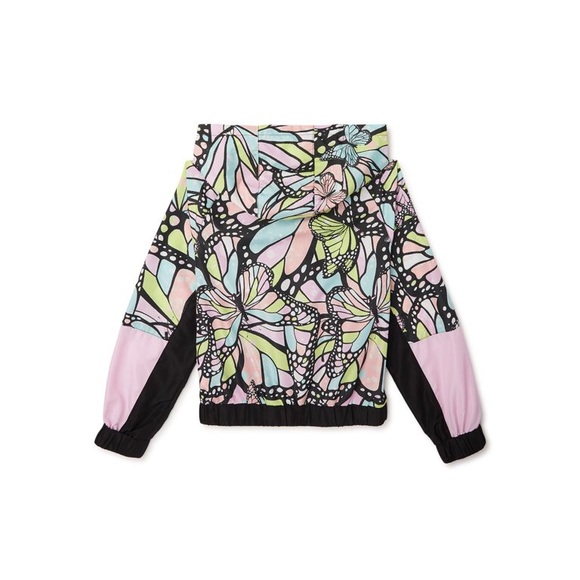 Justice NWT Butterfly Print Hooded Zipped Hooded Windbreaker Jacket Large /10-12 - Picture 11 of 13